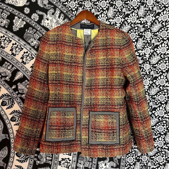 Orange & Yellow Tweed Blazer - Picture 1 of 4